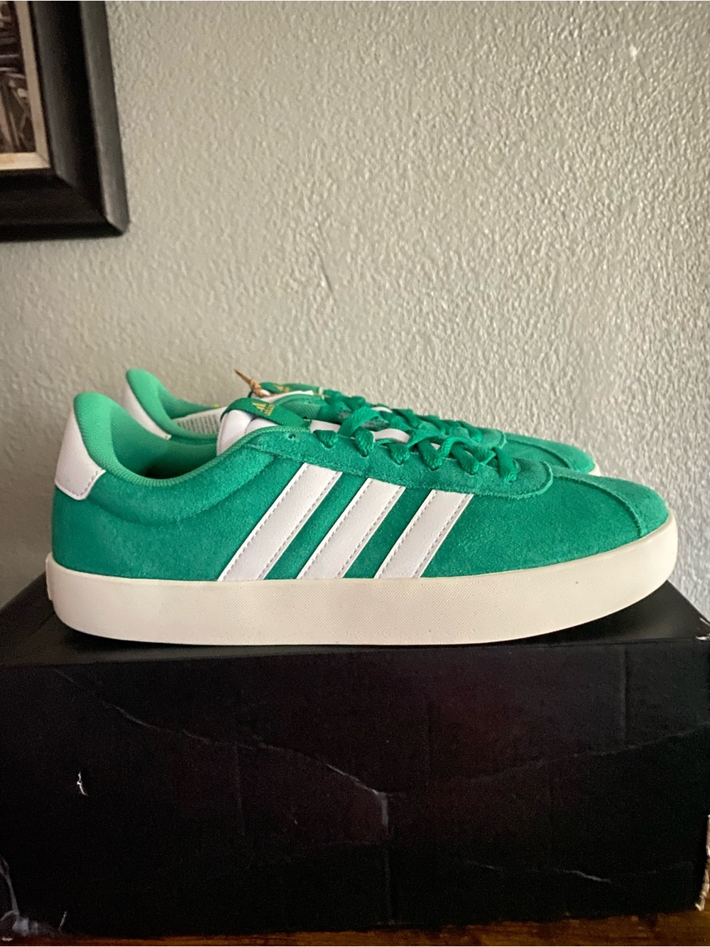 adidas Green Suede Sneakers with White Three Stripes